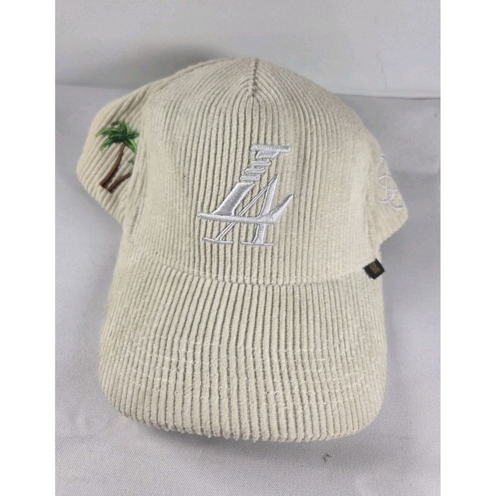 Reference LA Corduroy Bucket Hat Cream Palm Tree Embroidered Snapback Cap